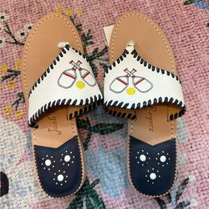 Jack Rogers "Pickleball" Embroidered Thong Sandals Size 9.5 NWOB
